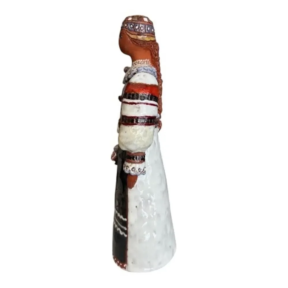 Hand Created and Painted  Red Clay Slovakian Woman Figurine